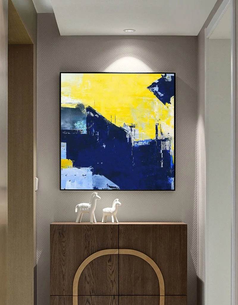Dining Blue Office Entryway Abstract Canvas Artwork DEV75 wall art